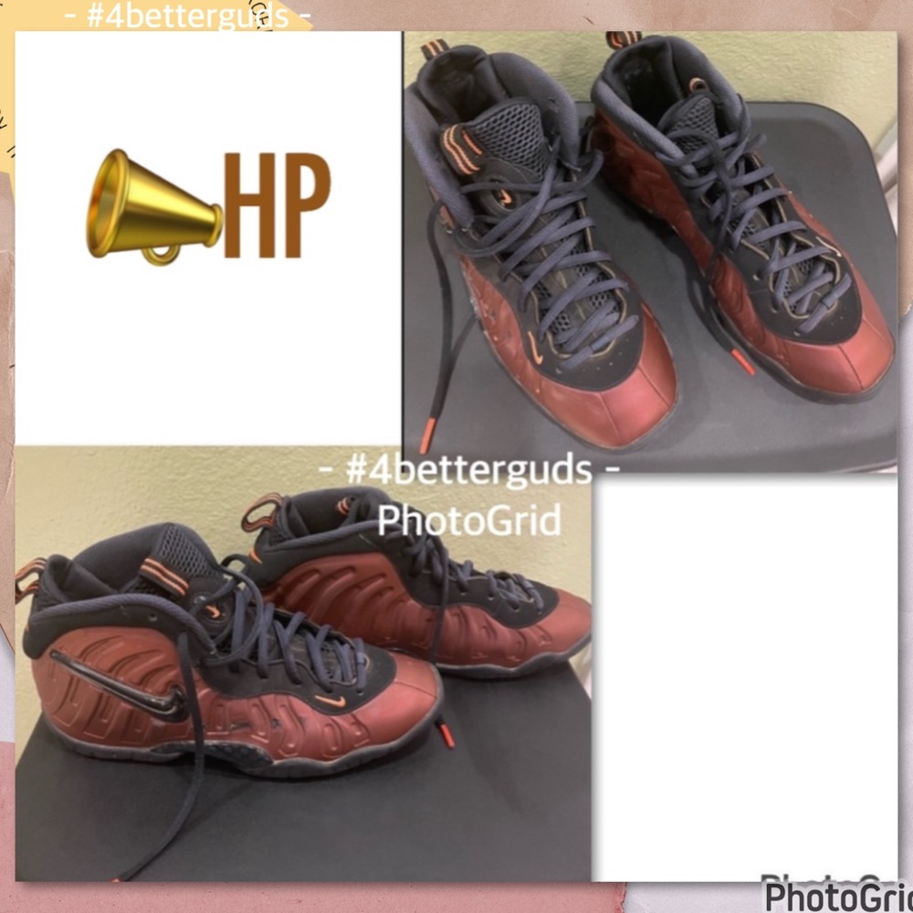 Nike Big Boy Little Posite Pro Foamposite Copper Bronze Black Sneakers 7 Kids